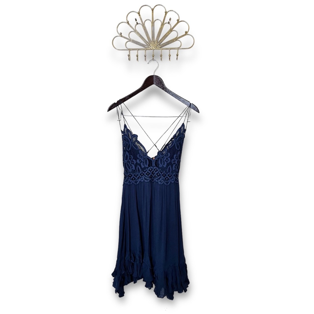 Free People Adella Slip Dress in Navy Blue
